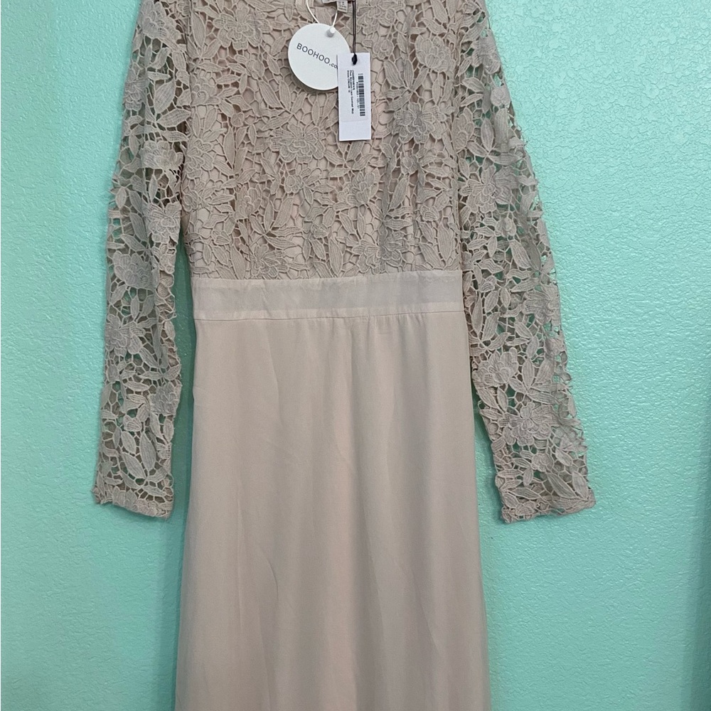 Boohoo Lace Maxi Dress in Cream